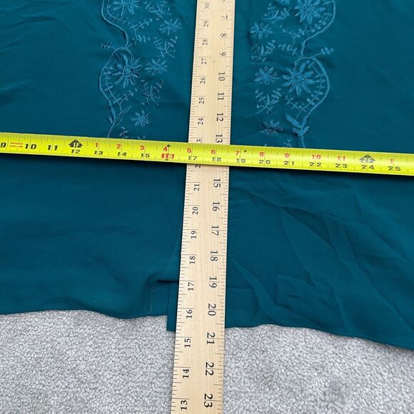 Forever 21 Oversized Cropped Sheer Shirt Womens Small Green Embroidered Casual - Picture 7 of 10